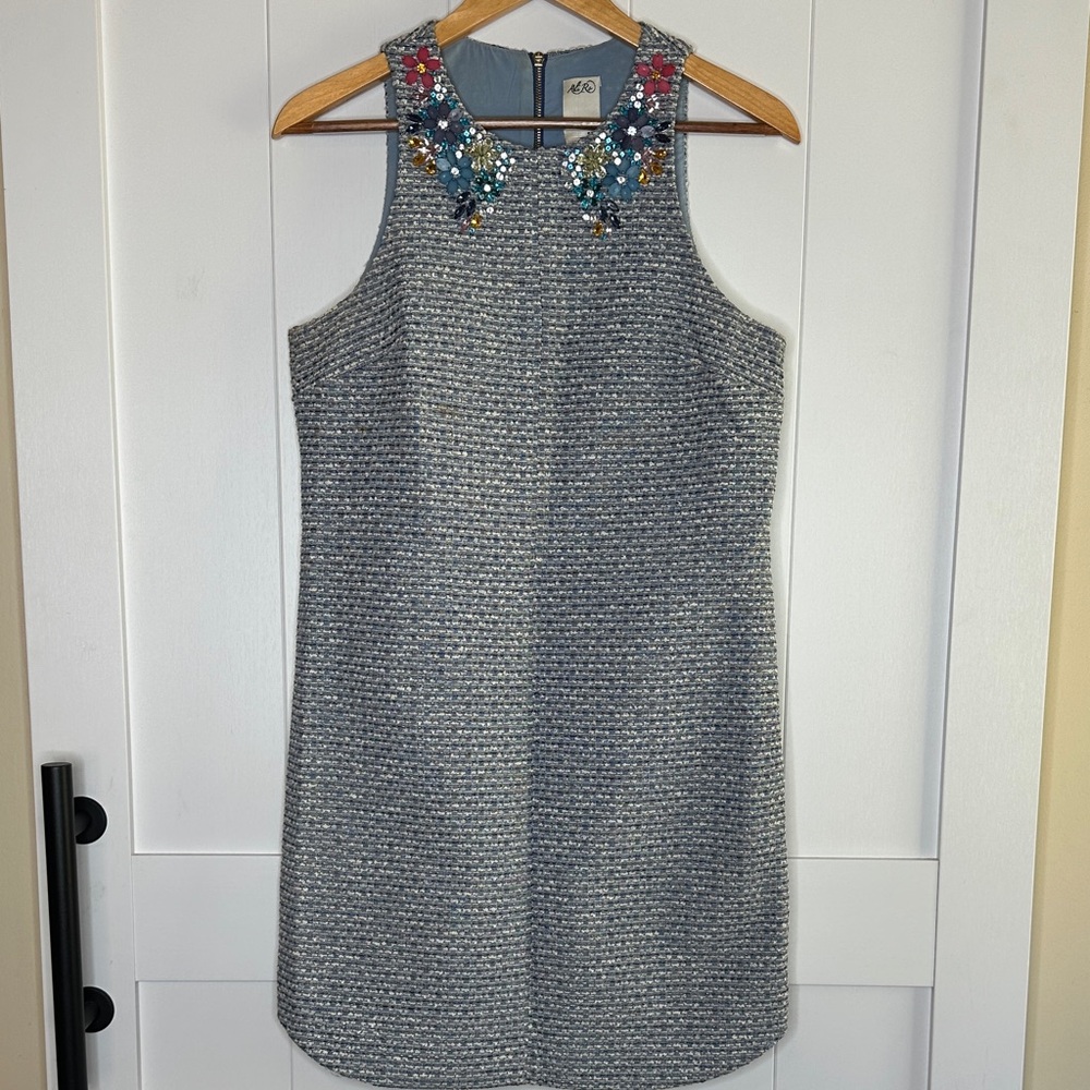 Ali Ro Blue Mini Dress with Embellished Neckline Size 6
